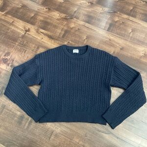 Women’s Navy Cable Knit Sweater crop top